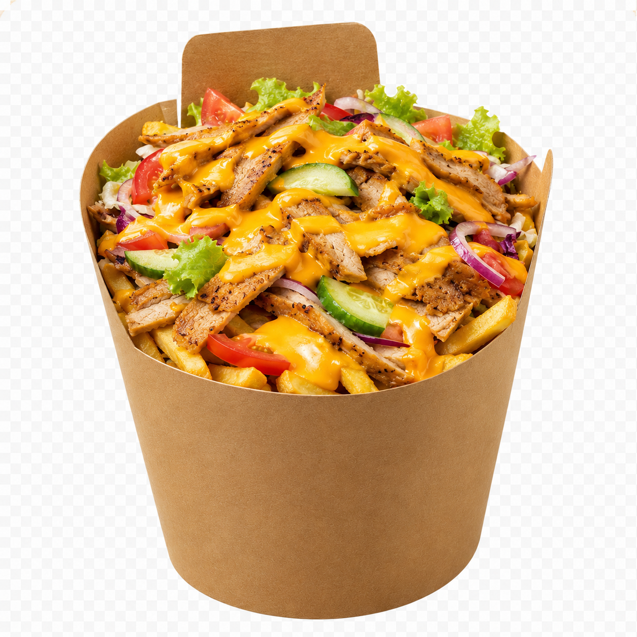 Döner Box mit Putenfleisch & Cheesy Sauce